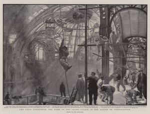 De Parijse Tentoonstelling, de Koepel van het Grand Palais in Aanbouw